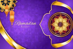 Background purple color Ramadan Kareem Islamic with element vector