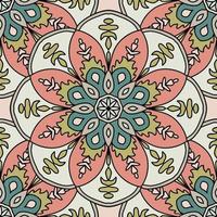 Linda tarjeta de mandala. flor de garabato redonda ornamental aislada sobre fondo blanco. ornamento decorativo geométrico en estilo étnico oriental. vector