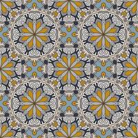 Abstract seamless pattern with mandala flower. Mosaic, tile, polka dot. Floral background. vector