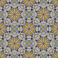 Abstract seamless pattern with mandala flower. Mosaic, tile, polka dot. Floral background. vector