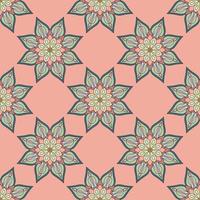 Abstract seamless pattern with mandala flower. Mosaic, tile, polka dot. Floral background. vector