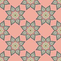 Abstract seamless pattern with mandala flower. Mosaic, tile, polka dot. Floral background. vector