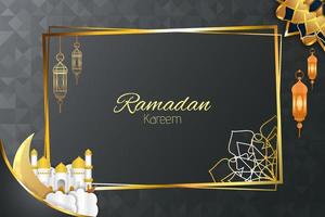 Ramadan Kareem Islamic background with gray color vector