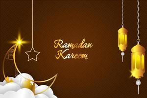 Background Ramadan Kareem Islamic style with element and brown color vector