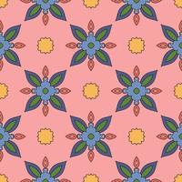 Abstract seamless pattern with mandala flower. Mosaic, tile, polka dot. Floral background. vector