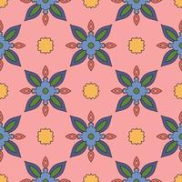 Abstract seamless pattern with mandala flower. Mosaic, tile, polka dot. Floral background. vector