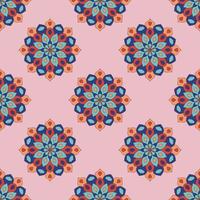 Abstract seamless pattern with mandala flower. Mosaic, tile, polka dot. Floral background. vector