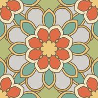 Resumen de patrones sin fisuras con flor de mandala. mosaico, azulejo. fondo floral. vector