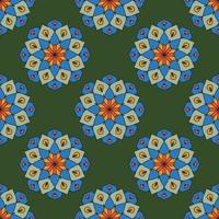 Abstract seamless pattern with mandala flower. Mosaic, tile, polka dot. Floral background. vector