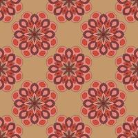 Abstract seamless pattern with mandala flower. Mosaic, tile, polka dot. Floral background. vector