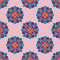 Abstract seamless pattern with mandala flower. Mosaic, tile, polka dot. Floral background. vector