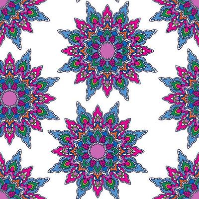 Abstract seamless pattern with mandala flower. Mosaic, tile. Floral background.