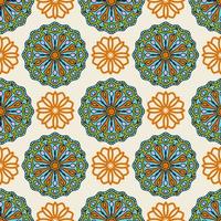 Abstract seamless pattern with mandala flower. Mosaic, tile, polka dot. Floral background. vector