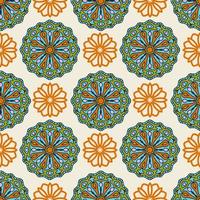 Abstract seamless pattern with mandala flower. Mosaic, tile, polka dot. Floral background. vector