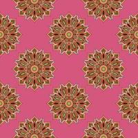 Abstract seamless pattern with mandala flower. Mosaic, tile, polka dot. Floral background. vector