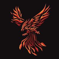 phoenix fire bird colorful vector illustration