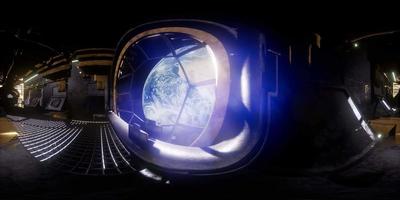 estação espacial internacional orbitando a terra em realidade virtual video