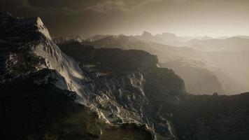 Dramatic sky over steps in a mountain. video