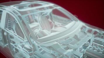 animação holográfica do modelo de carro 3d wireframe video