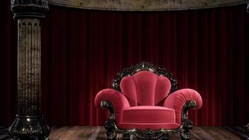 luxuriöse theatervorhangbühne mit stuhl