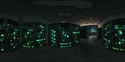 VR360 network server room with computers for digital tv ip communications