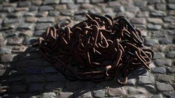 Vintage rusty hand-made iron chain video