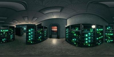 VR360 network server room with computers for digital tv ip communications