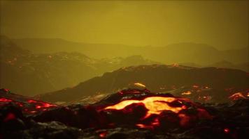 lava fields in the end of the eruption of the volcano video