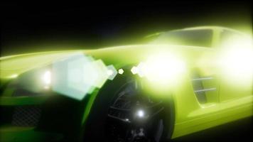 luxury sport car in dark studio with bright lights video