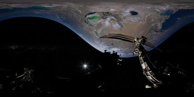 Timelapse ISS in virtual reality 360 degree video. International Space Station video