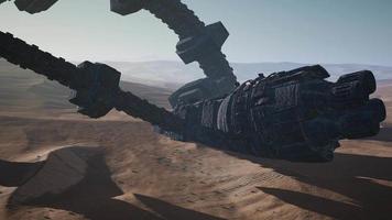 old rusted alien spaceship in desert video
