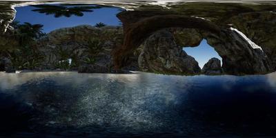 VR 360 cave paradise blue sea and sky video