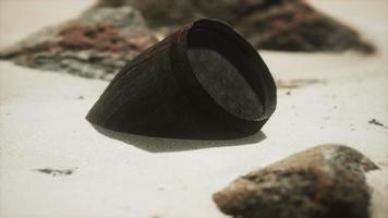 Old wooden barrel on the beach video