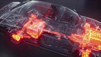 transparent car with engine in laboratory video