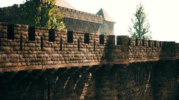 old castle walls at the sunset video