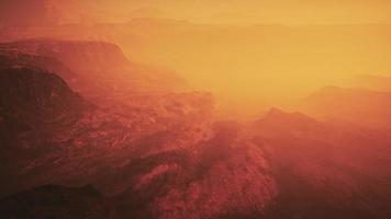 Grand Canyon National Park in fog at sunset video