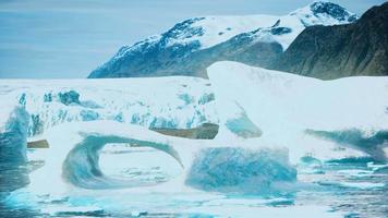 Antarctic icebergs near rocky beach video