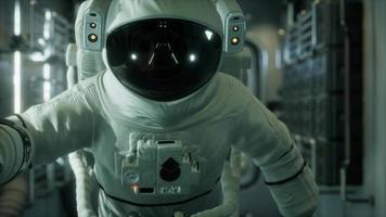 8K astronaut inside the orbital space station video