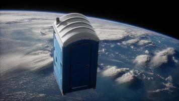 Portable street WC toilet cabin on Earth orbit video