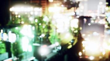 defocused bokeh of cityscape at twilight time video