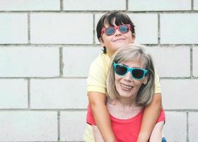 funny Grandmother and Grandson photo