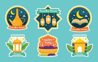 Fasting Month Sticker Set vector