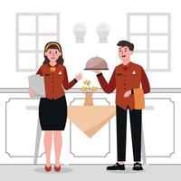 Professional Waiter And Waitress vector