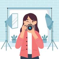 Professional Female Photographer vector