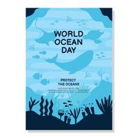 cartel de celebración del día mundial de los océanos vector