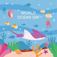dia mundial del oceano vector
