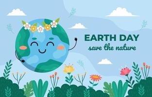 Happy Earth Day With Beautiful Flowers Decoration vector