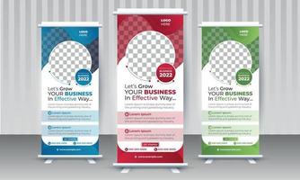 plantilla de diseño de banner corporativo moderno x rollup con formas únicas y elementos para marketing empresarial con diferentes colores vector