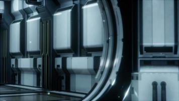 renderização 3D do corredor de nave espacial de ficção científica realista video