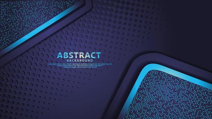 Luxury dark red and blue overlap layers background with golden line effect. Realistic halftone dots on textured dark background